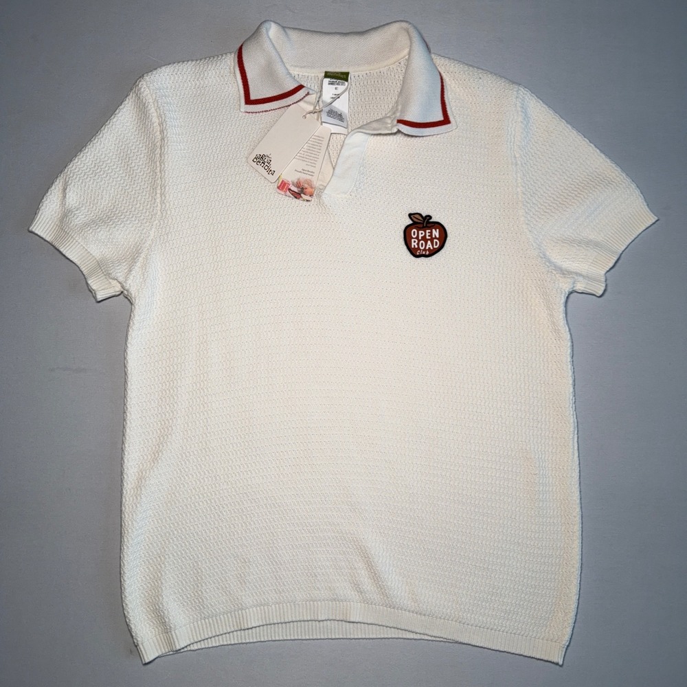 Agua Bendita Polo Shirt Men S White Cotton Knit Miami Hand Made Tulum luxury NWT - Picture 2 of 13